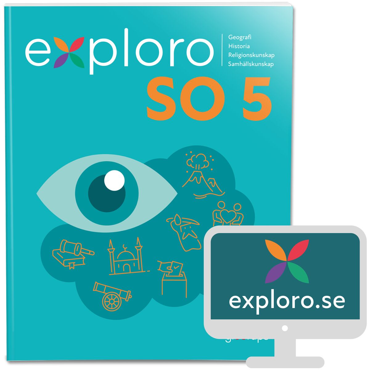 Omslag: Exploro SO åk 5, grundbok, inkl exploro.se, lärarlic, 12 mån