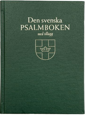 Omslag: Den svenska psalmboken med tillägg. Storstil (bänkpsalmbok, grön)